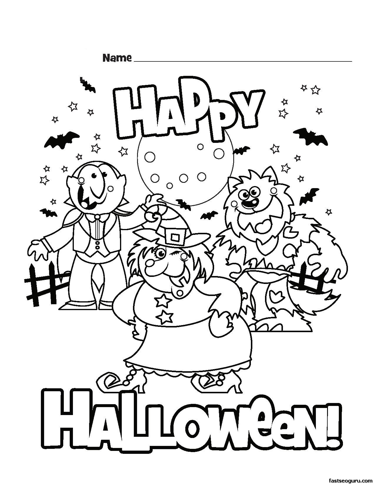 Printable Happy Halloween  coloring pages
